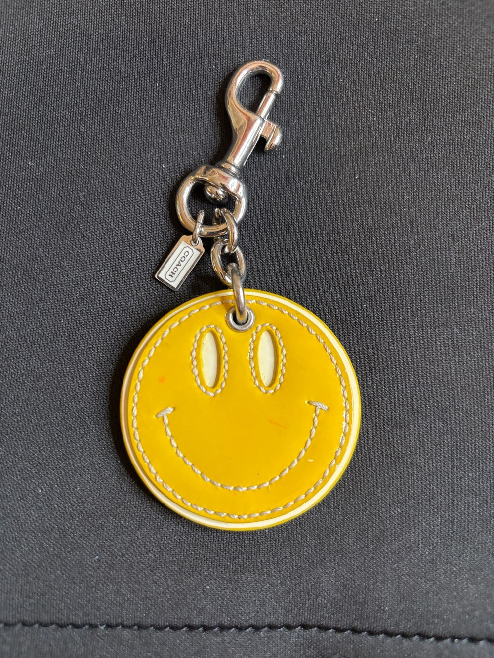 Coach Yellow Smiley Face Bag Charm Keychain